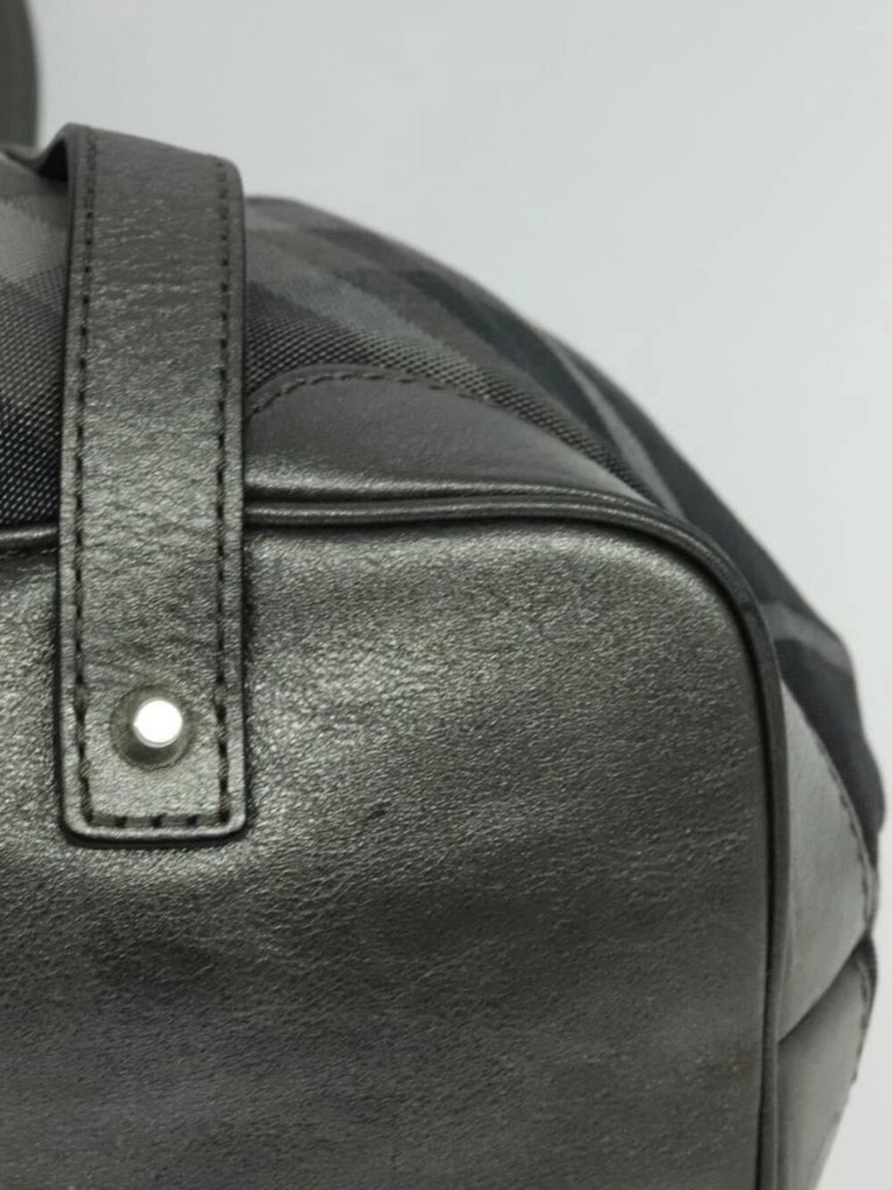 BURBERRY Tote Bag Canvas Black Silver Auth am8188 - Picture 4 of 16